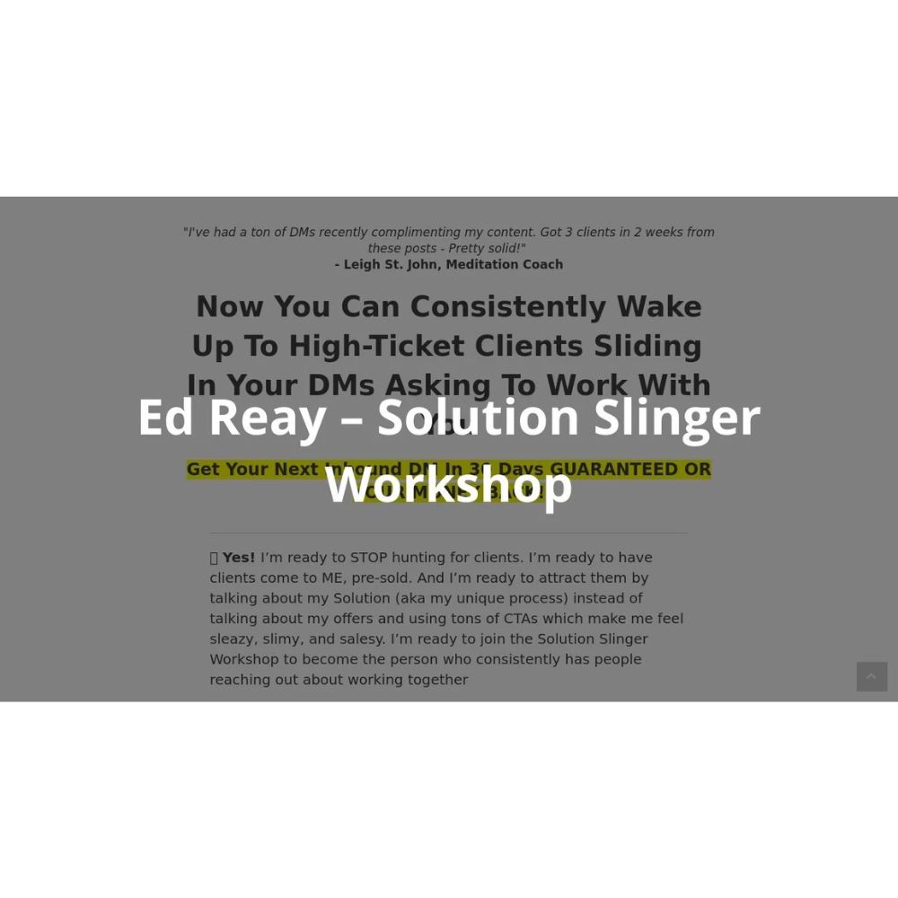 Solution Slinger Workshop by Ed Reay