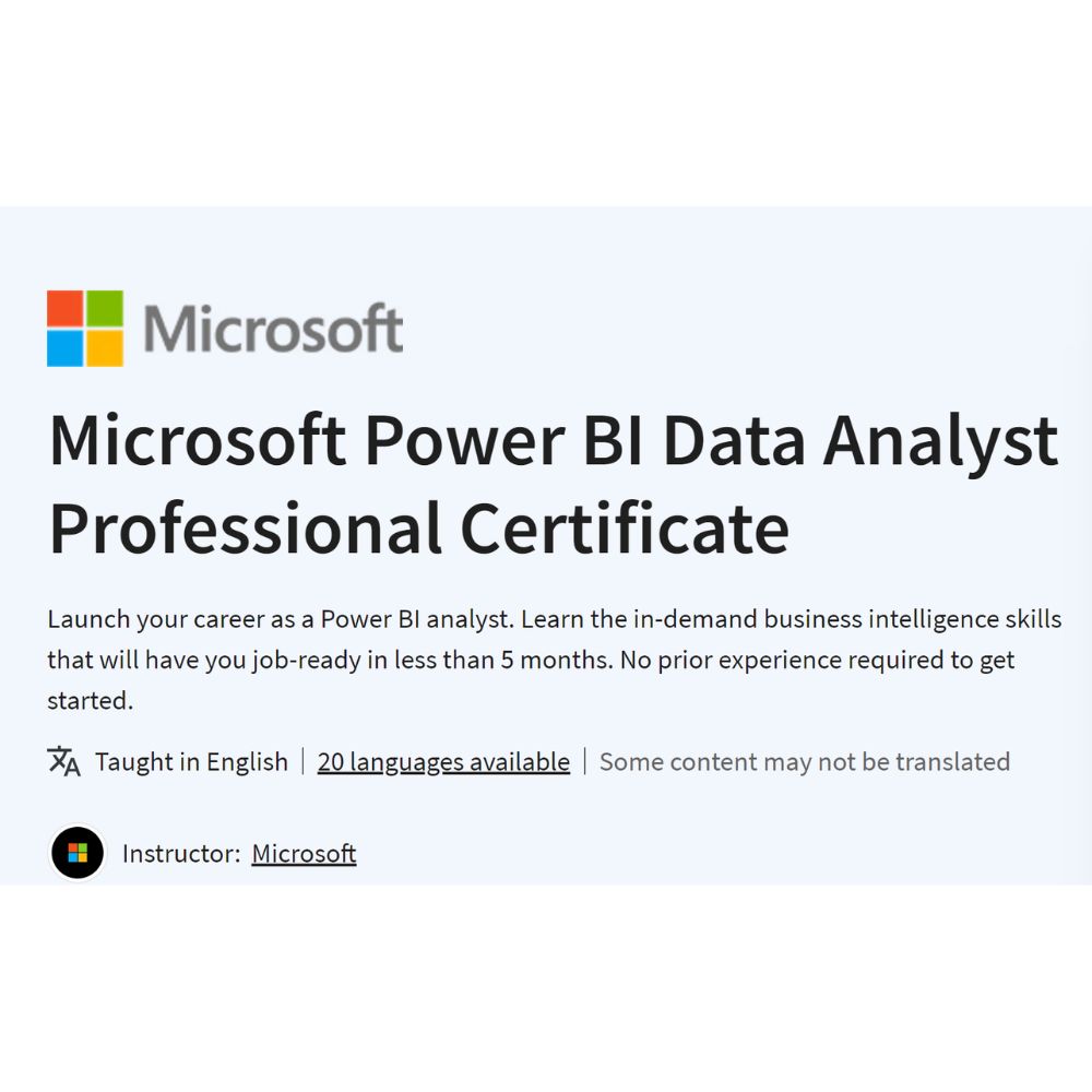 Microsoft Power BI Data Analyst Professional Certificate